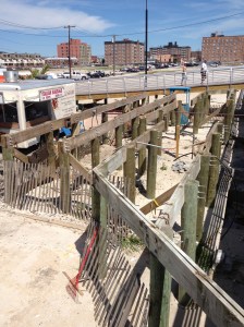 Old boardwalk, damaged from the storm.